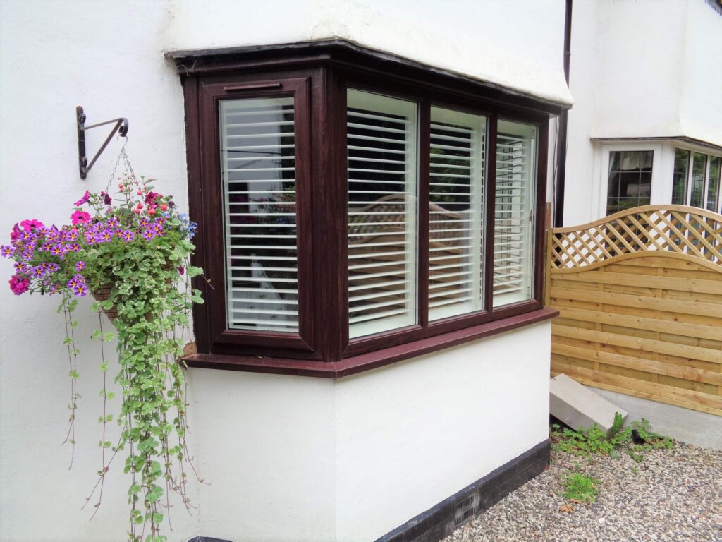 outside view of white lounge shutters